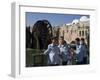 School Boys, in Front of a Mosque and Water Wheel on the Orontes River, Hama, Syria, Middle East-Christian Kober-Framed Photographic Print