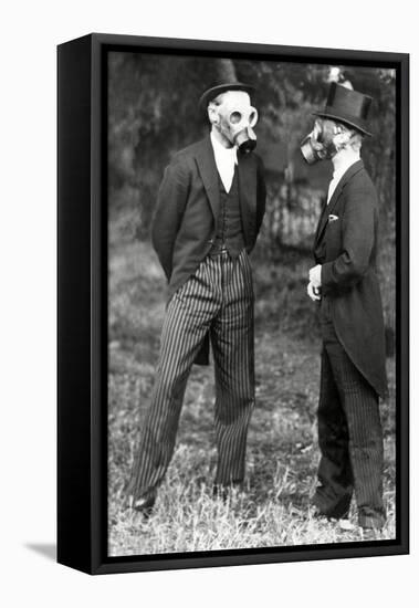 School Boys Trying Out Gas Masks-Associated Newspapers-Framed Stretched Canvas