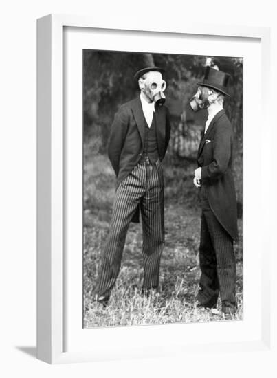 School Boys Trying Out Gas Masks-Associated Newspapers-Framed Photo