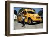 School Bus Dropping Off Child at Home-William P. Gottlieb-Framed Premium Photographic Print