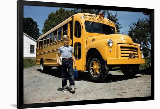 School Bus Dropping Off Child at Home-William P. Gottlieb-Framed Photographic Print