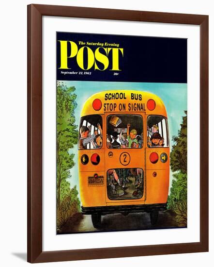 "School Bus," Saturday Evening Post Cover, September 22, 1962-Erik Blegvard-Framed Giclee Print