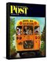 "School Bus," Saturday Evening Post Cover, September 22, 1962-Erik Blegvard-Framed Stretched Canvas