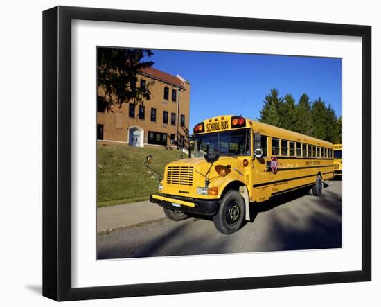 School Bus, St Joseph, Missouri, Midwest, United States of America, North America-Simon Montgomery-Framed Premium Photographic Print