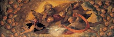 God the Father Surrounded by Angels-school Caliari Paolo-Stretched Canvas