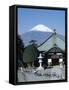 School Children and Temple, Mount Fuji, Honshu, Japan-null-Framed Stretched Canvas