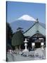 School Children and Temple, Mount Fuji, Honshu, Japan-null-Stretched Canvas