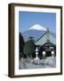 School Children and Temple, Mount Fuji, Honshu, Japan-null-Framed Photographic Print