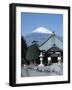 School Children and Temple, Mount Fuji, Honshu, Japan-null-Framed Photographic Print