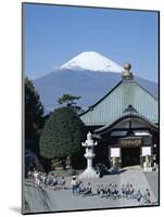 School Children and Temple, Mount Fuji, Honshu, Japan-null-Mounted Photographic Print