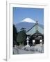 School Children and Temple, Mount Fuji, Honshu, Japan-null-Framed Photographic Print