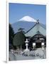 School Children and Temple, Mount Fuji, Honshu, Japan-null-Framed Photographic Print