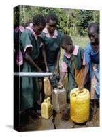 School Children at Water Pump, Kenya, East Africa, Africa-Liba Taylor-Stretched Canvas