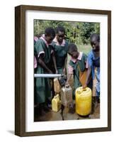 School Children at Water Pump, Kenya, East Africa, Africa-Liba Taylor-Framed Photographic Print
