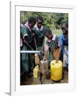 School Children at Water Pump, Kenya, East Africa, Africa-Liba Taylor-Framed Photographic Print