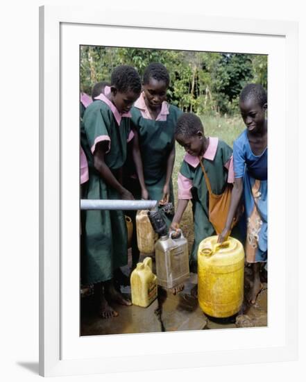 School Children at Water Pump, Kenya, East Africa, Africa-Liba Taylor-Framed Photographic Print
