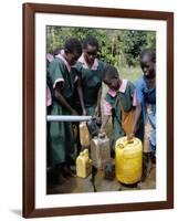 School Children at Water Pump, Kenya, East Africa, Africa-Liba Taylor-Framed Photographic Print