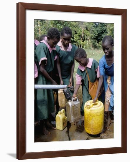 School Children at Water Pump, Kenya, East Africa, Africa-Liba Taylor-Framed Photographic Print