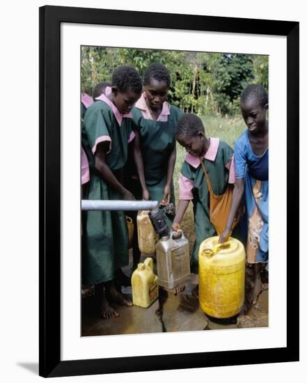 School Children at Water Pump, Kenya, East Africa, Africa-Liba Taylor-Framed Photographic Print