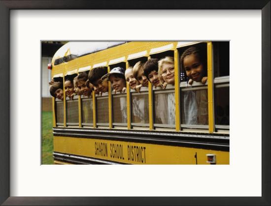 School Children Looking Out School Bus Windows-Len Rubenstein-Framed Photographic Print
