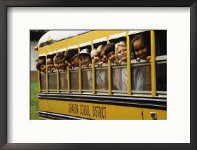 School Children Looking Out School Bus Windows-Len Rubenstein-Framed Photographic Print