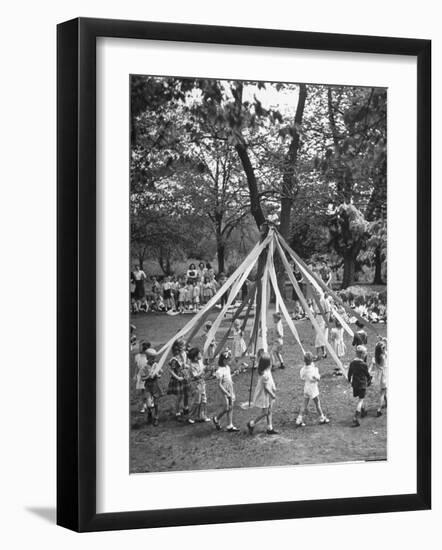 School Children Playing Around the May Pole-Martha Holmes-Framed Photographic Print