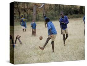 School Children Playing Football, Western Area, Kenya, East Africa, Africa-Liba Taylor-Stretched Canvas