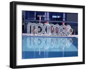 School Children Playing on Olympic Logo "Mexico 68" Beside Pool-John Dominis-Framed Photographic Print