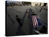 School Children Prepare to Raise the US and Texas Flags in Front of the Elementary School-null-Stretched Canvas