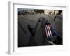 School Children Prepare to Raise the US and Texas Flags in Front of the Elementary School-null-Framed Photographic Print