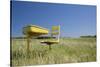 School Desk in Field, Michigan-Paul Souders-Stretched Canvas