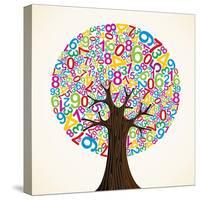 School Education Concept Tree Made with Numbers-Cienpies Design-Stretched Canvas