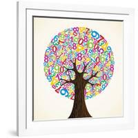 School Education Concept Tree Made with Numbers-Cienpies Design-Framed Art Print