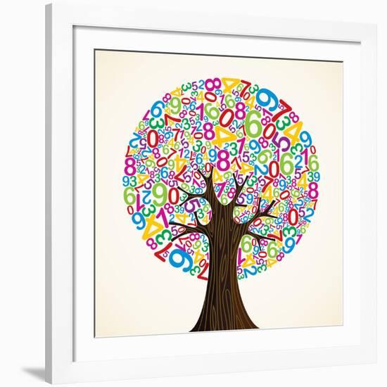 School Education Concept Tree Made with Numbers-Cienpies Design-Framed Art Print