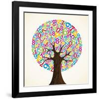 School Education Concept Tree Made with Numbers-Cienpies Design-Framed Art Print