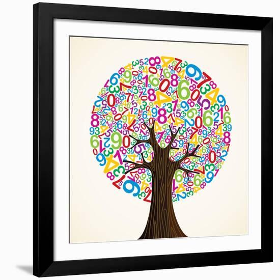 School Education Concept Tree Made with Numbers-Cienpies Design-Framed Art Print