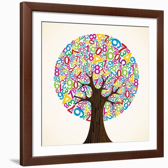 School Education Concept Tree Made with Numbers-Cienpies Design-Framed Art Print