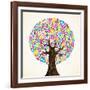 School Education Concept Tree Made with Numbers-Cienpies Design-Framed Art Print