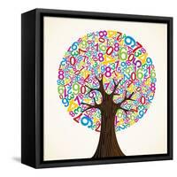 School Education Concept Tree Made with Numbers-Cienpies Design-Framed Stretched Canvas