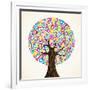 School Education Concept Tree Made with Numbers-Cienpies Design-Framed Art Print