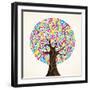 School Education Concept Tree Made with Numbers-Cienpies Design-Framed Art Print