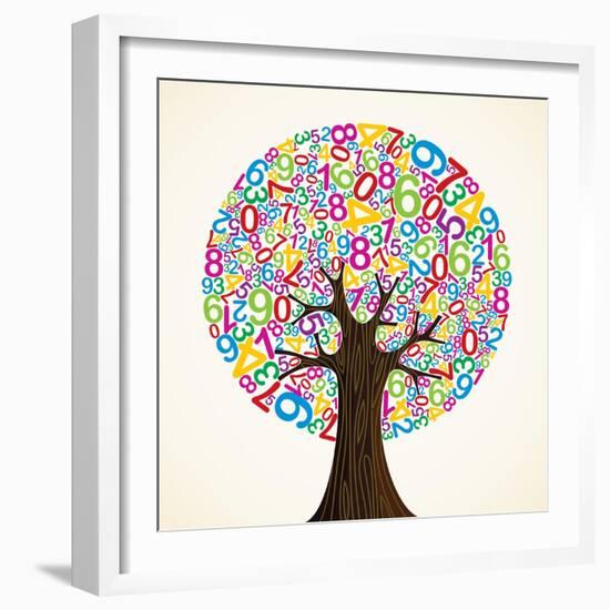 School Education Concept Tree Made with Numbers-Cienpies Design-Framed Art Print