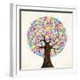 School Education Concept Tree Made with Numbers-Cienpies Design-Framed Art Print