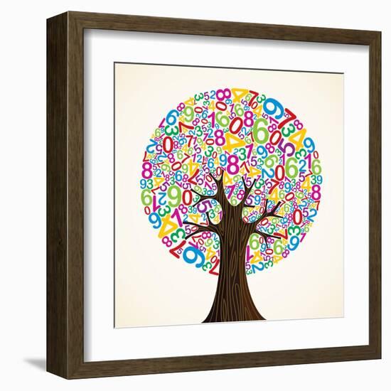 School Education Concept Tree Made with Numbers-Cienpies Design-Framed Art Print