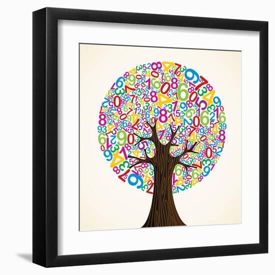 School Education Concept Tree Made with Numbers-Cienpies Design-Framed Art Print