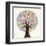 School Education Concept Tree Made with Numbers-Cienpies Design-Framed Art Print