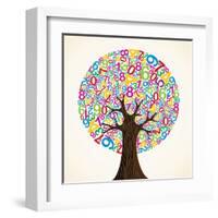 School Education Concept Tree Made with Numbers-Cienpies Design-Framed Art Print