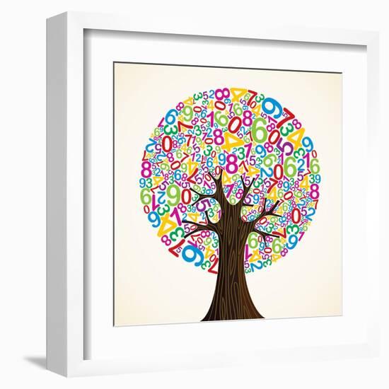 School Education Concept Tree Made with Numbers-Cienpies Design-Framed Art Print