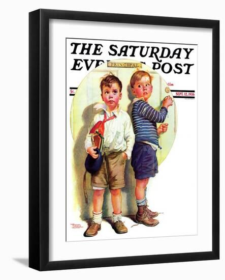 "School Fight," Saturday Evening Post Cover, September 12, 1936-Frances Tipton Hunter-Framed Premium Giclee Print