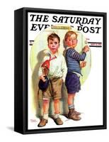 "School Fight," Saturday Evening Post Cover, September 12, 1936-Frances Tipton Hunter-Framed Stretched Canvas
